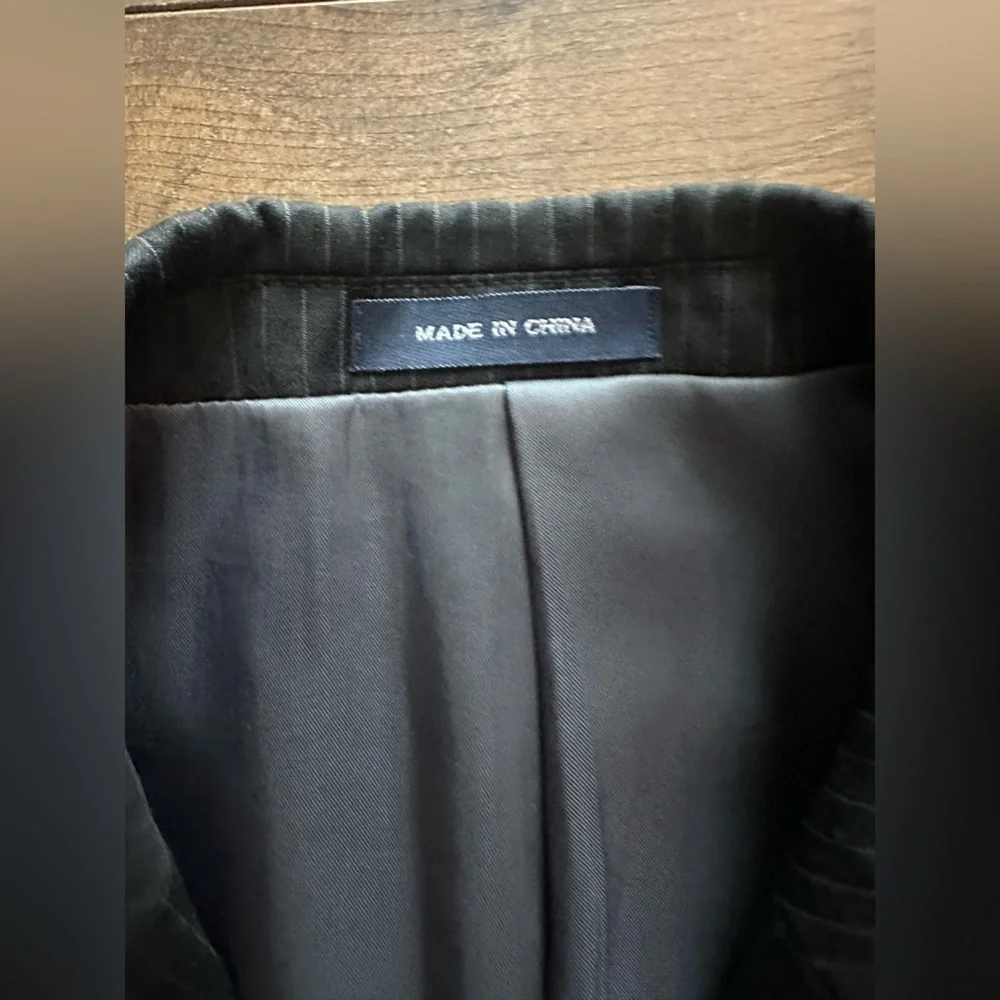 Ralph Ralph Lauren 100% Wool Pinstripe Suit Jacket Blazer Men’s 38S Short Black
